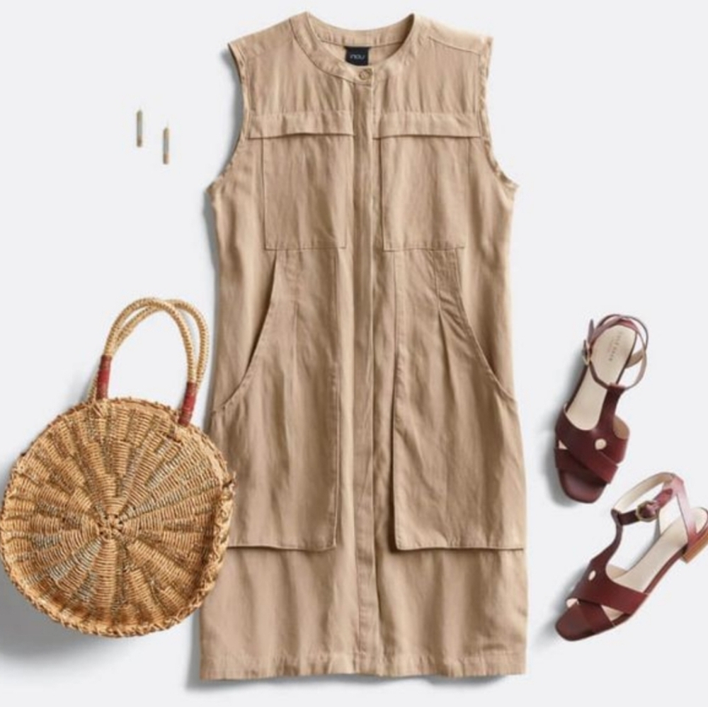 NAU Flaxible Buttondown Sleeveless Dress Size S